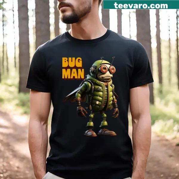 Funny Bug Man t-shirt with playful typography design