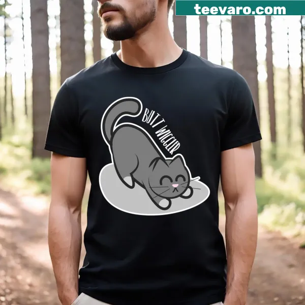Cute T-shirt featuring a cartoon 'Butt Wiggler Cat'