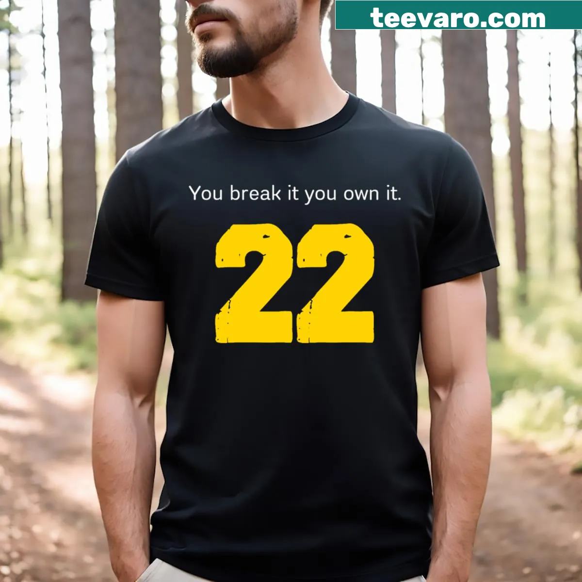 Caitlin Clark T-shirt with You Break It You Own It phrase — on a men's t-shirt