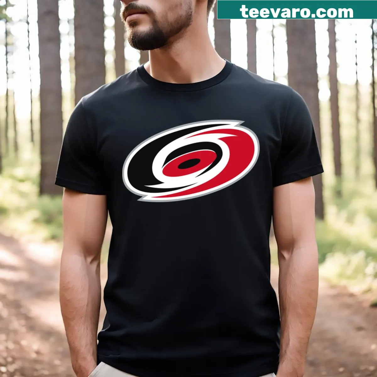 Carolina Hurricanes team logo on T-shirt — on a men's t-shirt