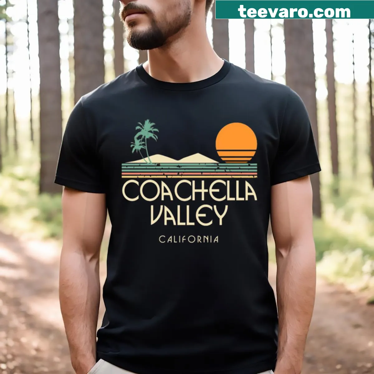 California Coachella Valley themed t-shirt — on a men's t-shirt