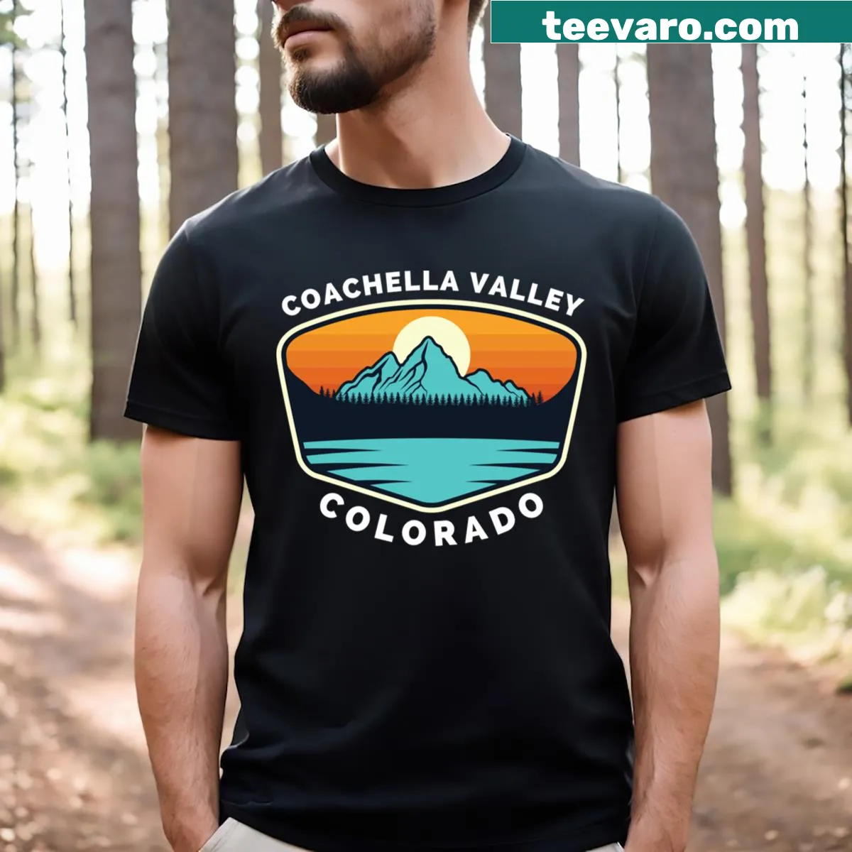 Ski and snowboard themed T-shirt celebrating Coachella Valley mountain adventures. — on a men's t-shirt