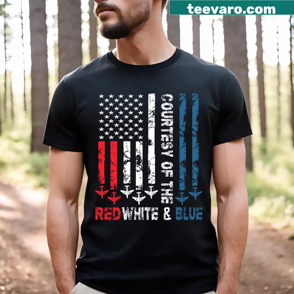 Vintage-style T-shirt featuring the American flag in a distressed design. — on a men's t-shirt