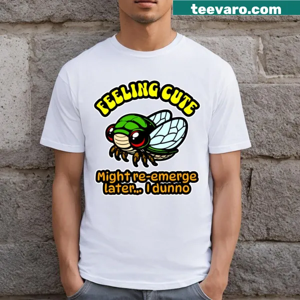 Adorable cicada illustration on a casual T-shirt
