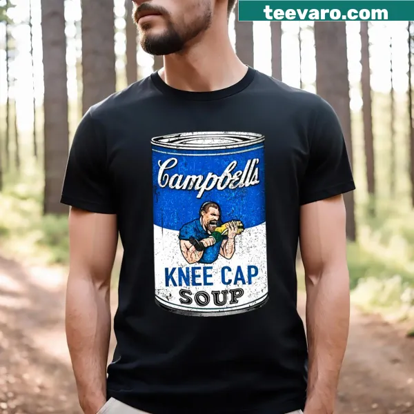 Typography graphic of 'Dan Campbell's Kneecap Soup' on T-shirt