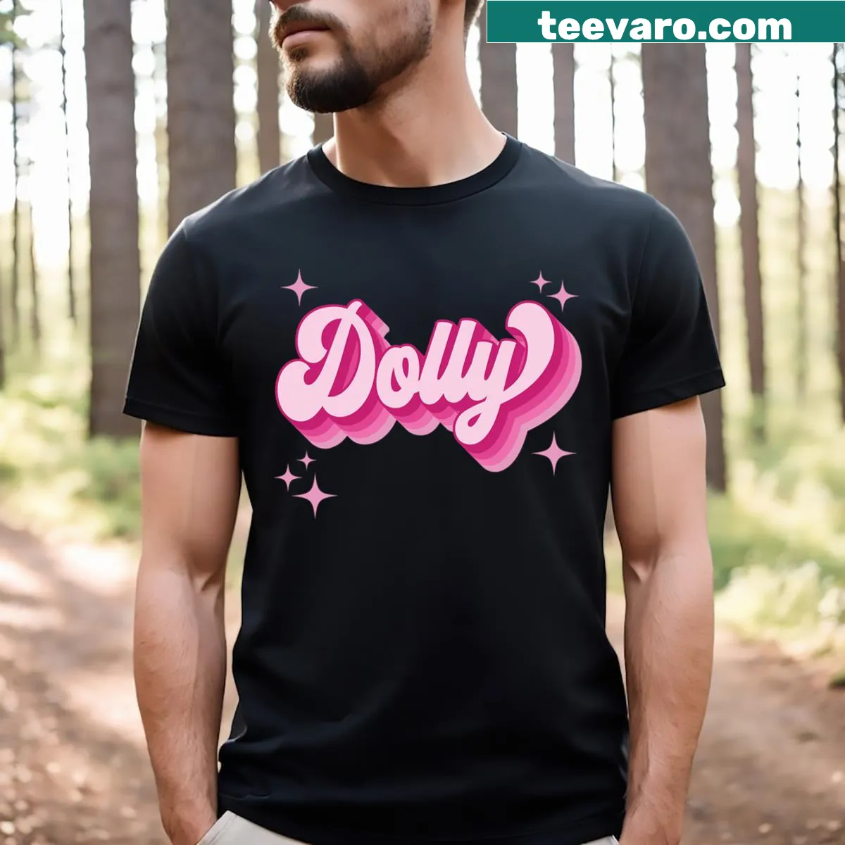 Personalized vintage-style t-shirt with the name Dolly in retro font — on a men's t-shirt