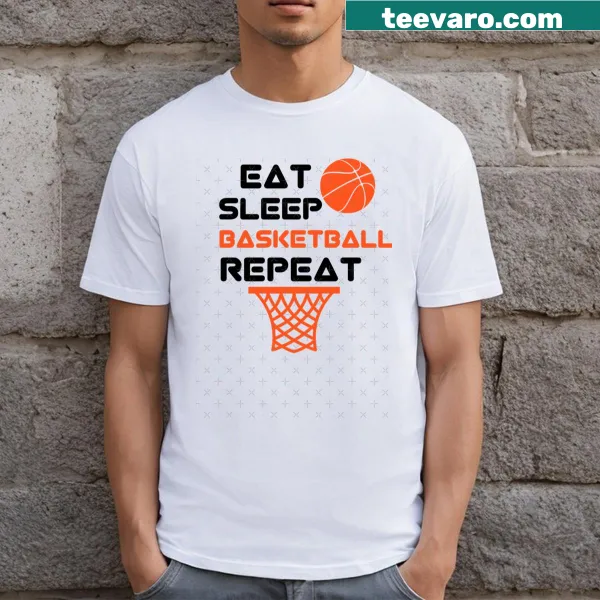 T-shirt with 'Eat Sleep Basketball Repeat' slogan