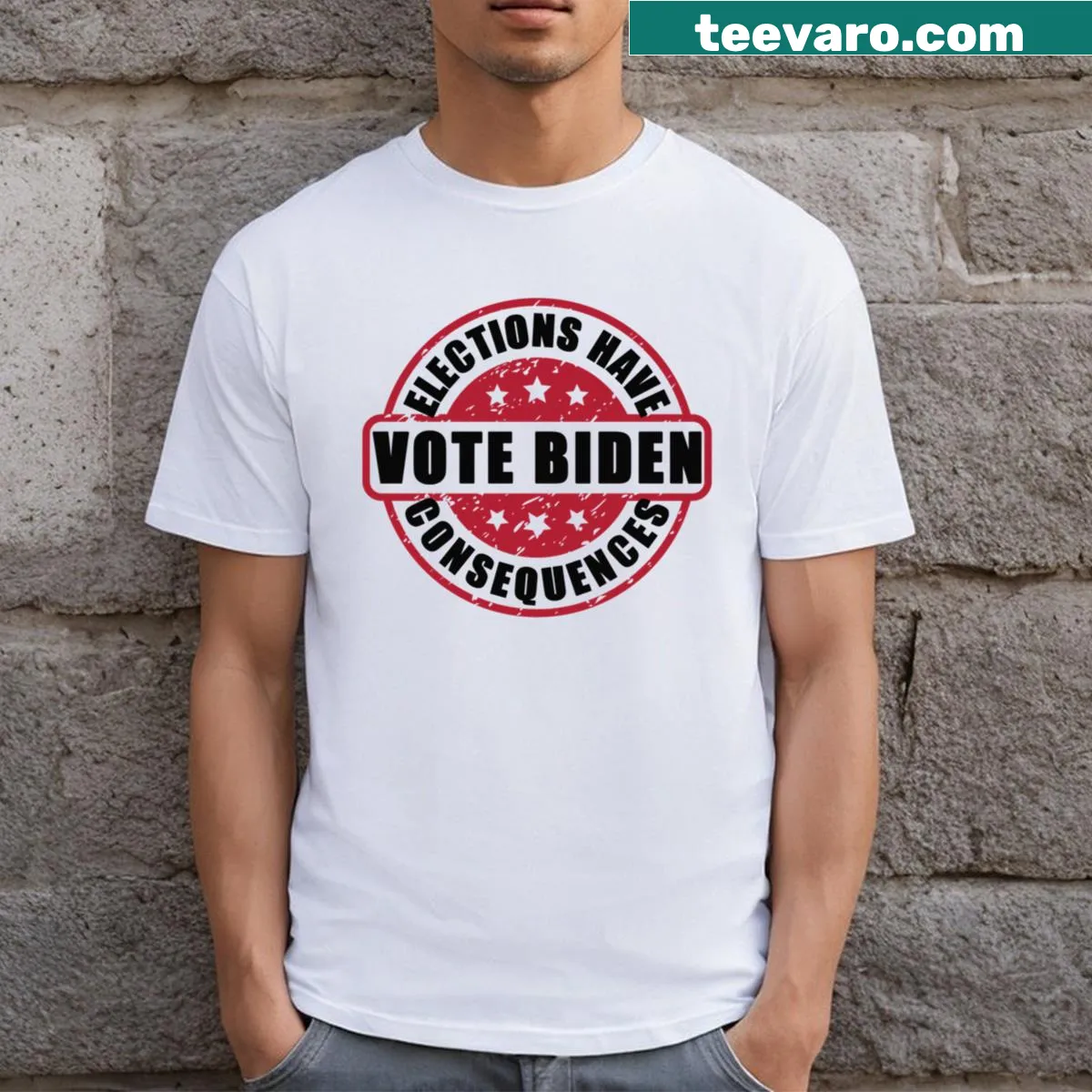 Bold text about elections consequences on T-shirt. — on a men's t-shirt