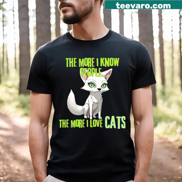 Cute graphic T-shirt featuring a fox and cat illustration