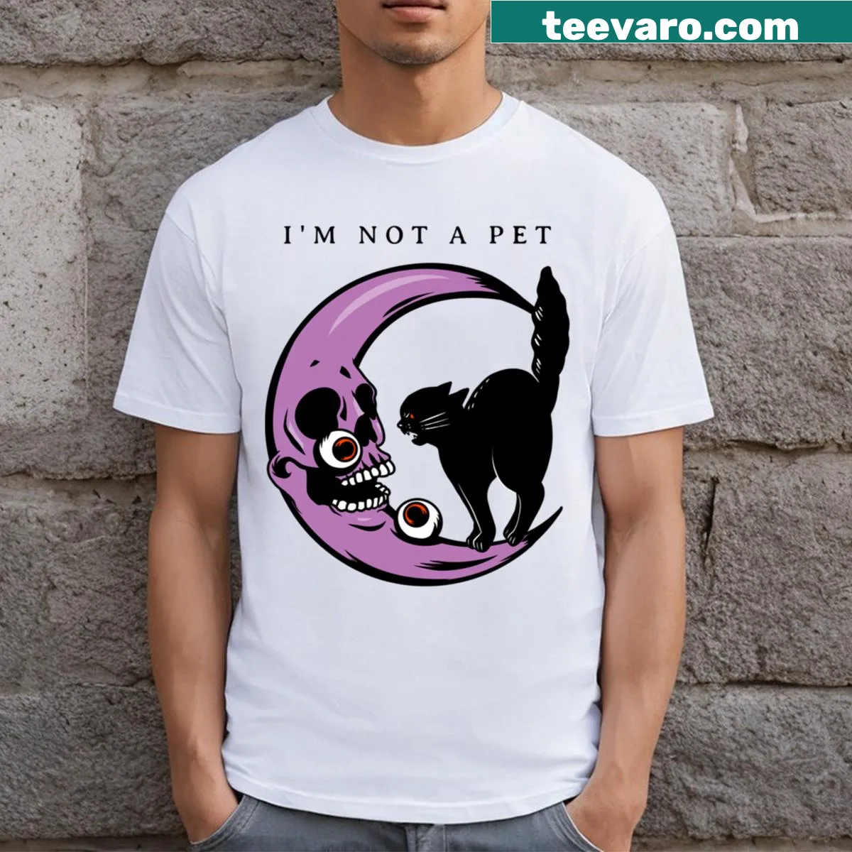 T-shirt displaying the phrase 'I'm Not A Pet' in playful typography — on a men's t-shirt
