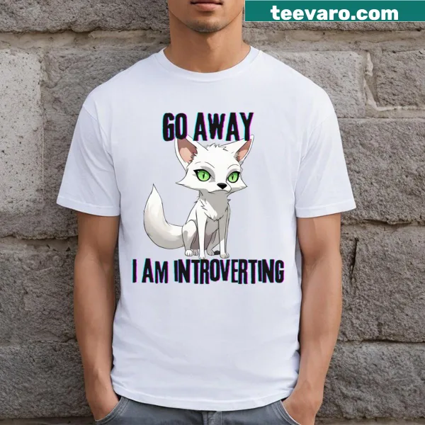 Whimsical illustration of an introverted fox on a casual tee.