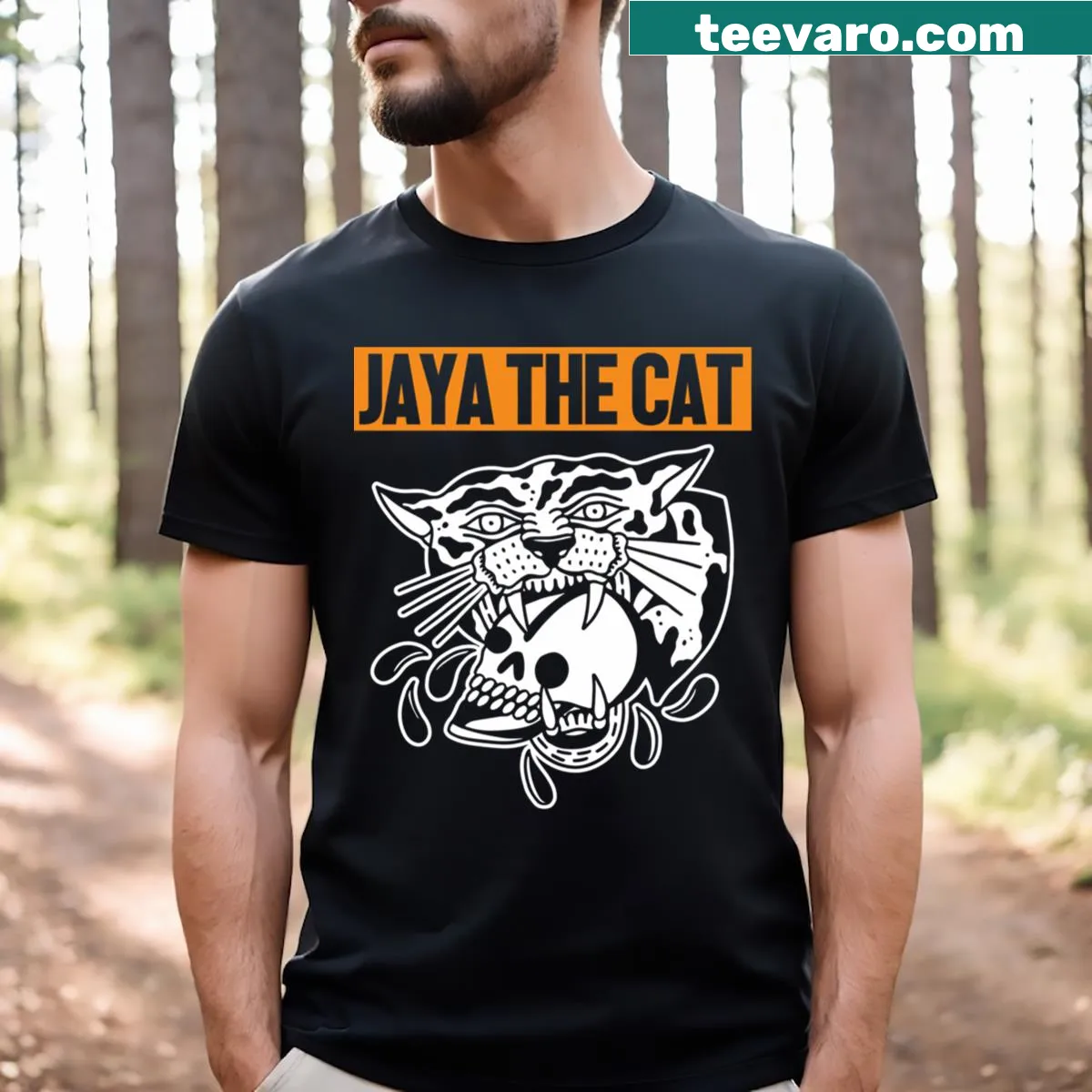 T-shirt featuring an adorable illustration of Jaya, the cat. — on a men's t-shirt