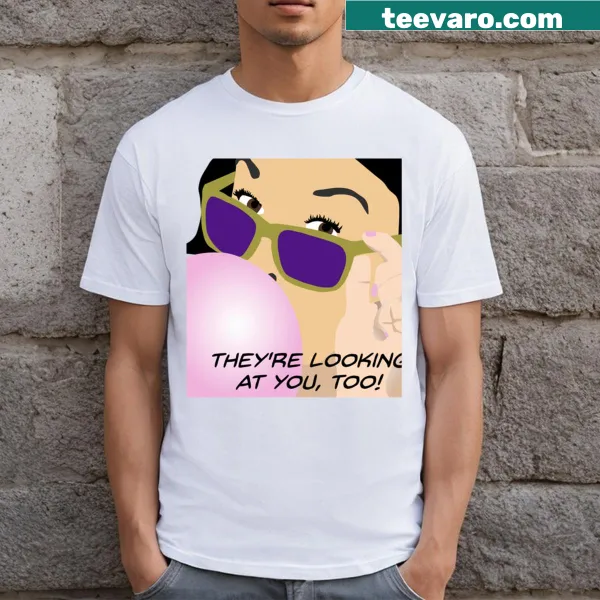 T-shirt with the phrase Looking At You and sunglasses graphic