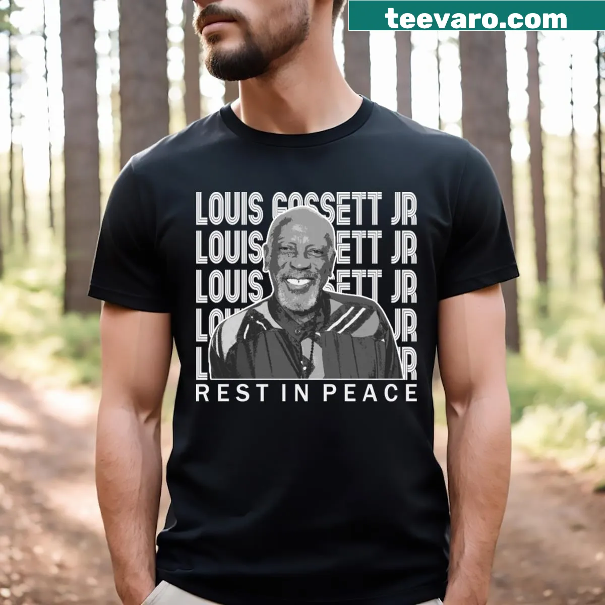 Tribute T-shirt honoring Louis Gossett Jr. with a respectful design — on a men's t-shirt