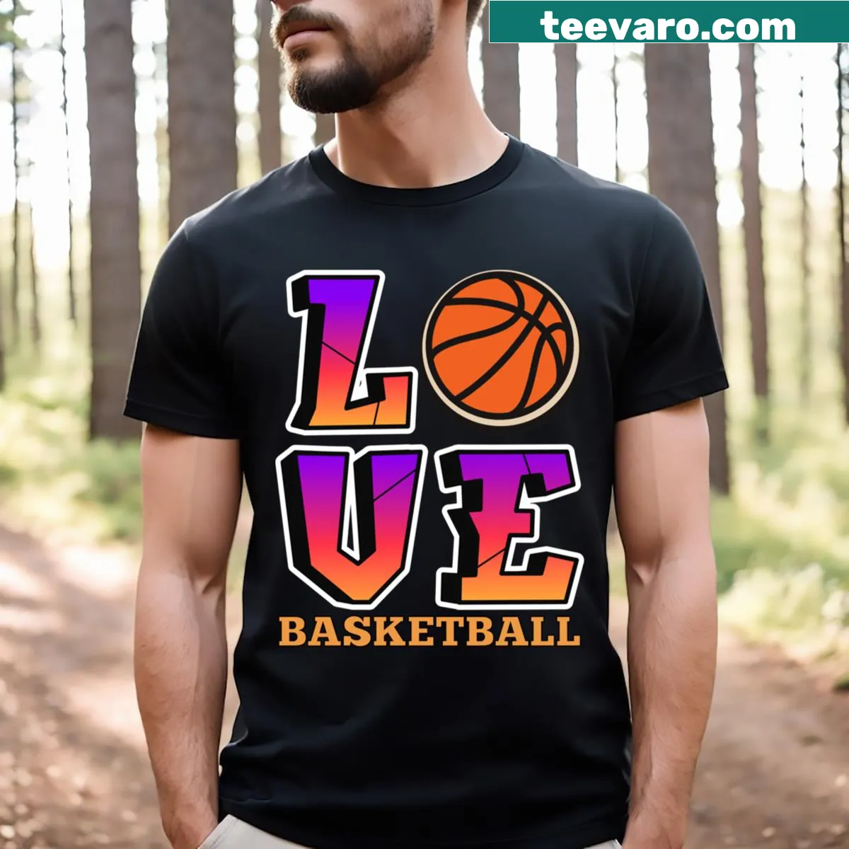 Graffiti-style T-shirt with basketball theme and school reference — on a men's t-shirt