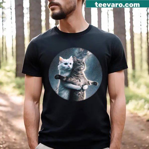 Cartoon cat in space with Titanic theme in a whimsical design