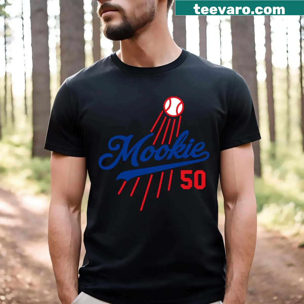 Mookie Betts 50 Los Angeles baseball design T-shirt — on a men's t-shirt