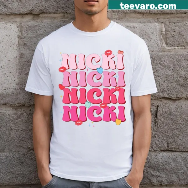 Personalized vintage T-shirt saying 'I Love Nicki'