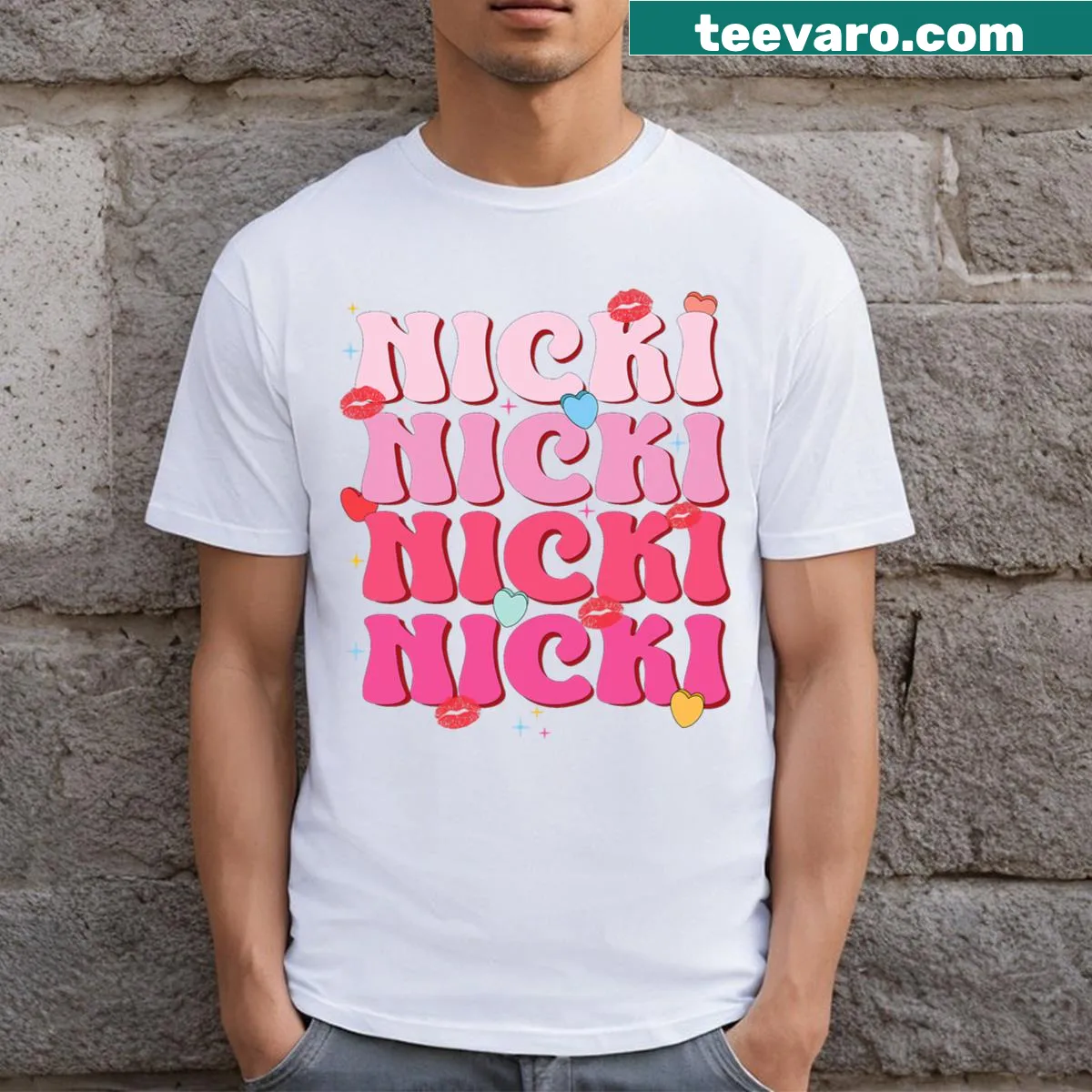 Personalized vintage T-shirt saying 'I Love Nicki' — on a men's t-shirt