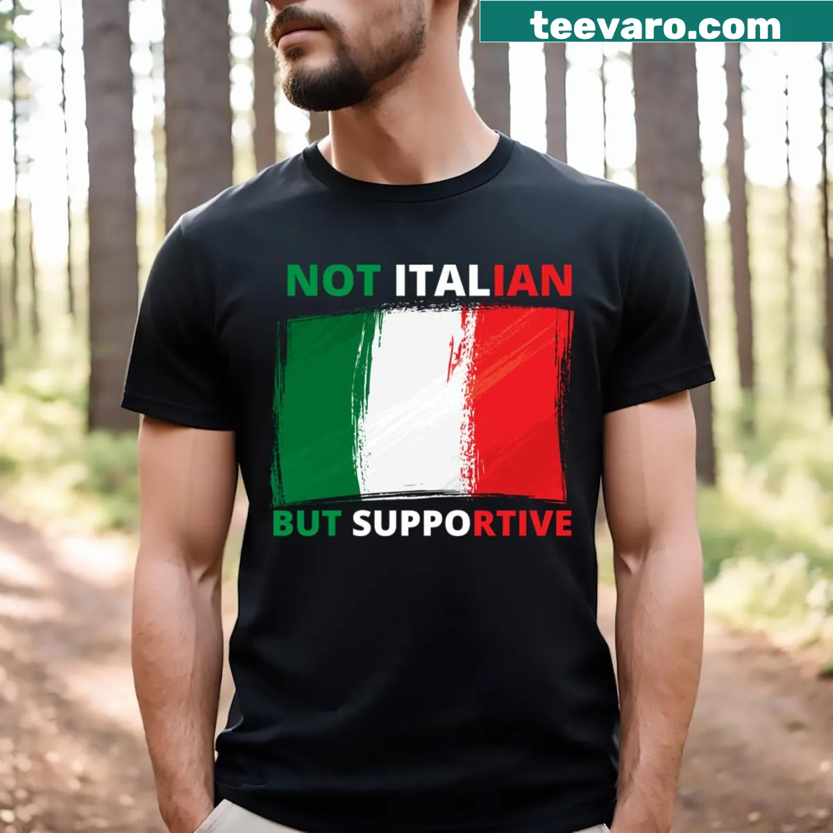Funny t-shirt with supportive Italian-themed message — on a men's t-shirt
