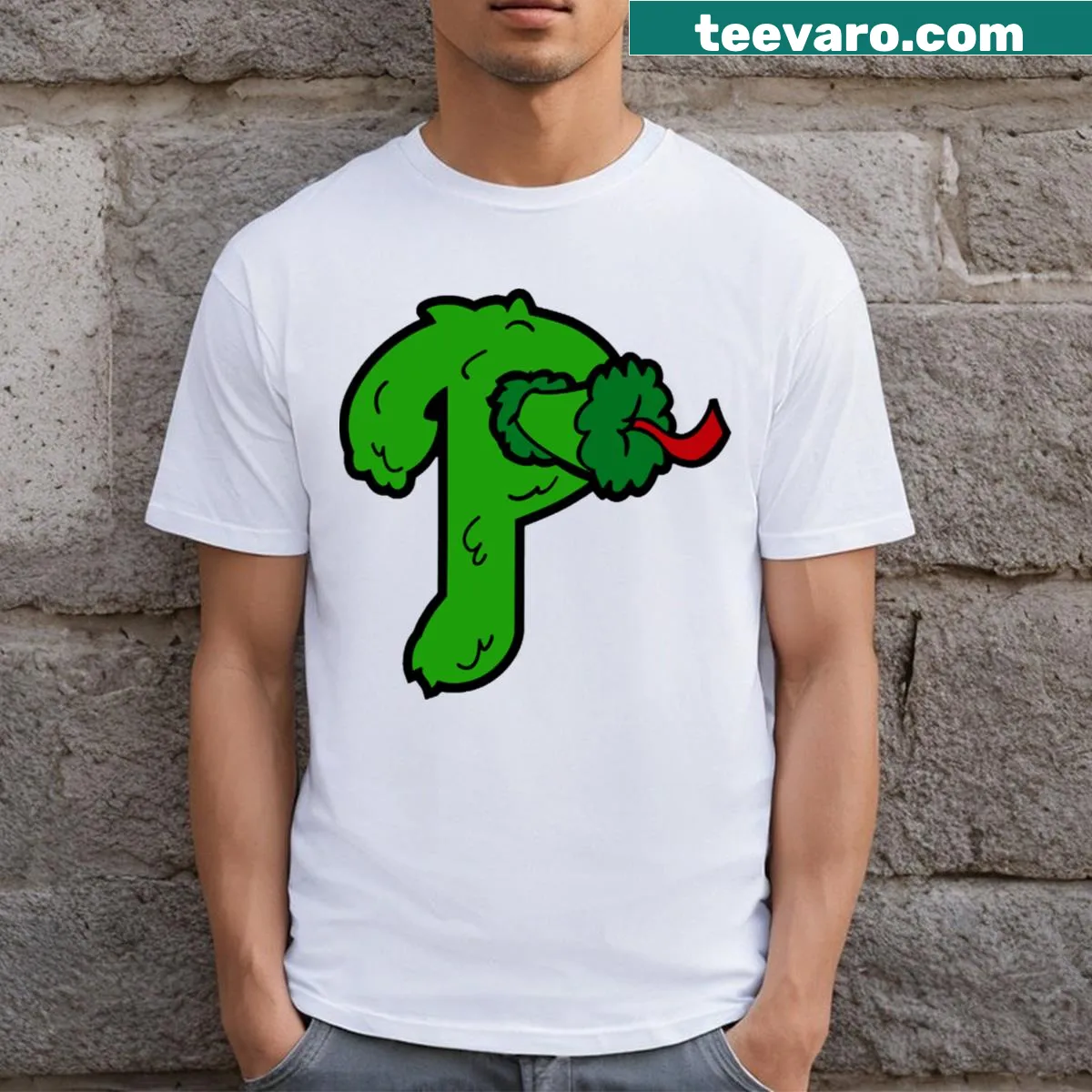 Philadelphia baseball t-shirt featuring the Philly Phanatic mascot — on a men's t-shirt