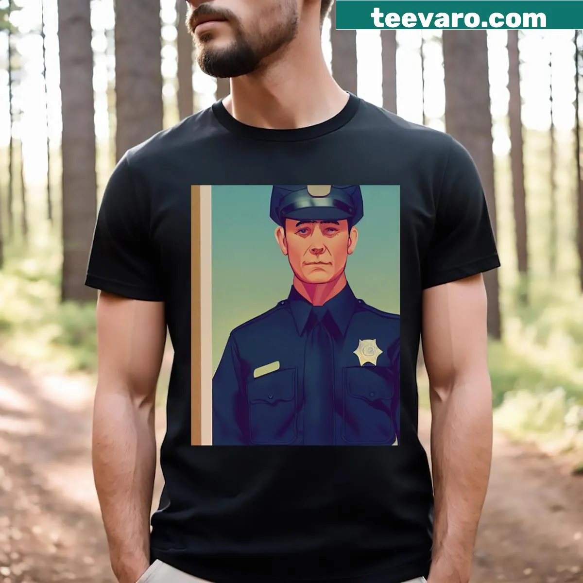 Retro t-shirt honoring police officers with bold typography — on a men's t-shirt
