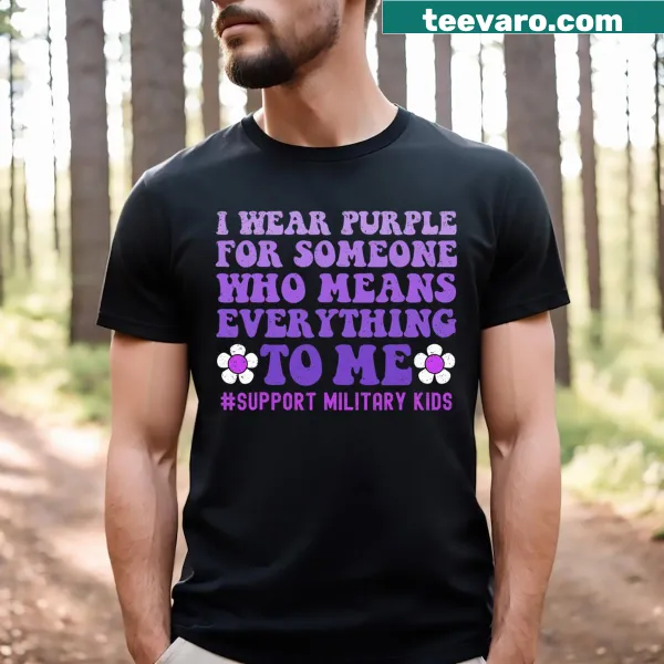 T-shirt supporting Month of the Military Child with playful graphics