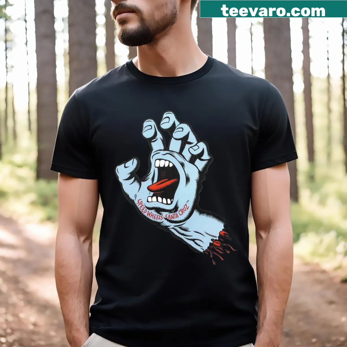 Retro skateboard design on an 80s-inspired T-shirt — on a men's t-shirt