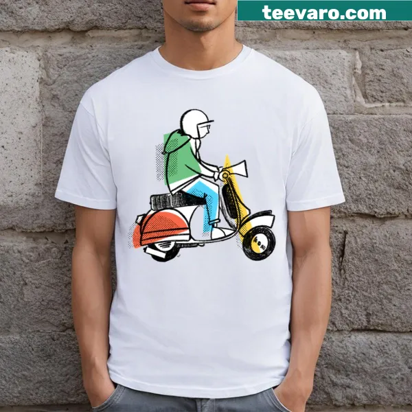 Retro scooter-themed t-shirt celebrating the scootering lifestyle