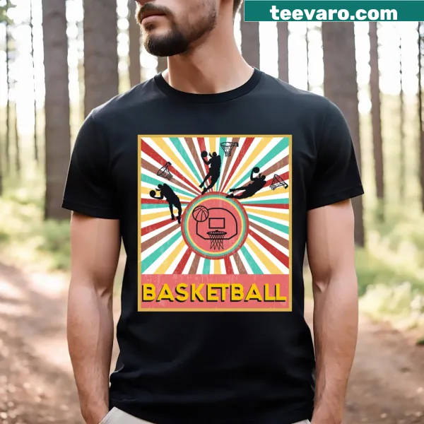 Vintage basketball-themed shirt with retro graphics