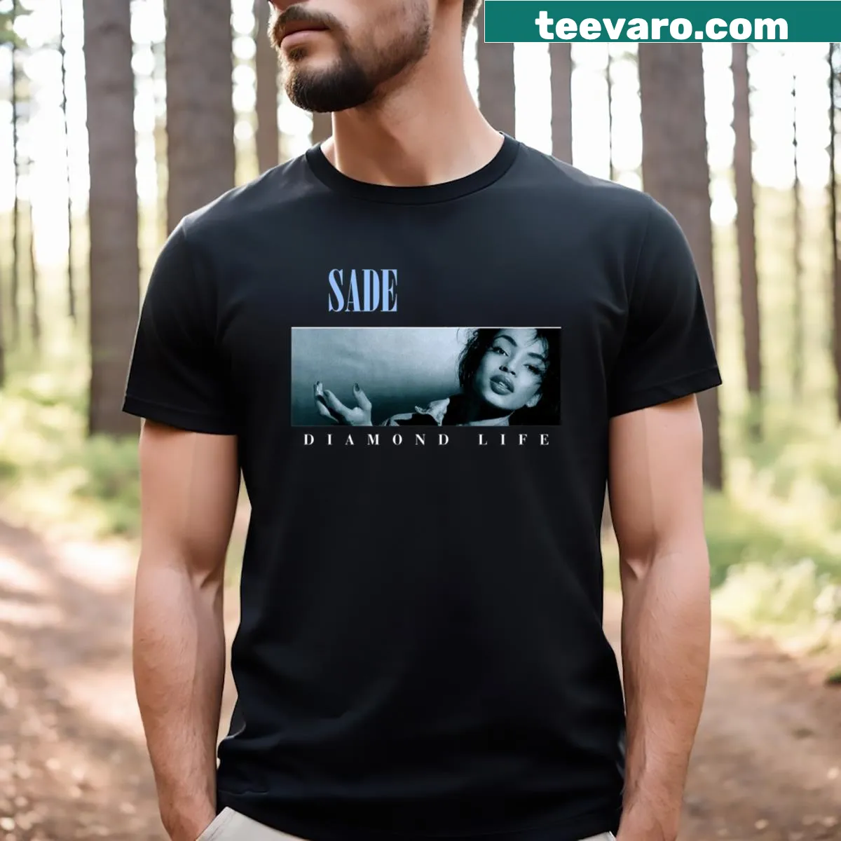 Elegant typography design for Sade's Diamond Life on a t-shirt — on a men's t-shirt