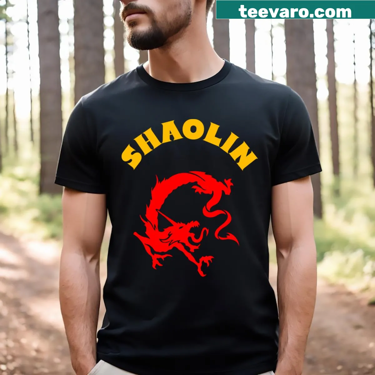 T-shirt reflecting Shaolin philosophy with symbolic design — on a men's t-shirt