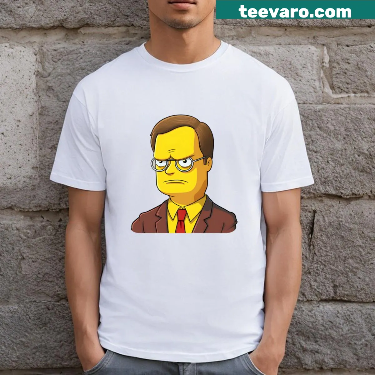 Humorous graphic combining The Simpsons and The Office themes — on a men's t-shirt