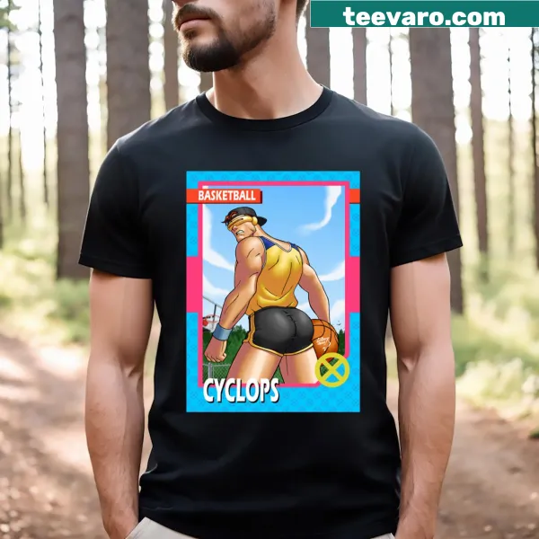 T-shirt featuring a nostalgic basketball trading card design
