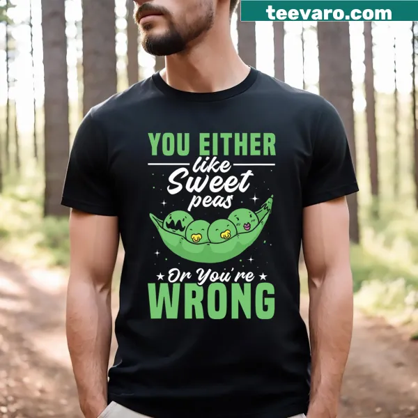 Cartoon gardener with sweet peas on T-shirt