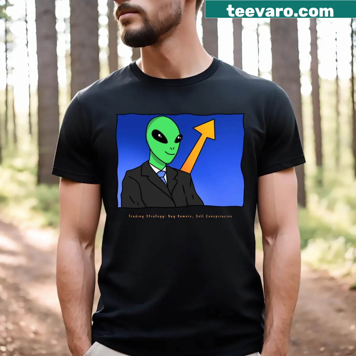 Sarcastic trading phrase T-shirt for traders — on a men's t-shirt