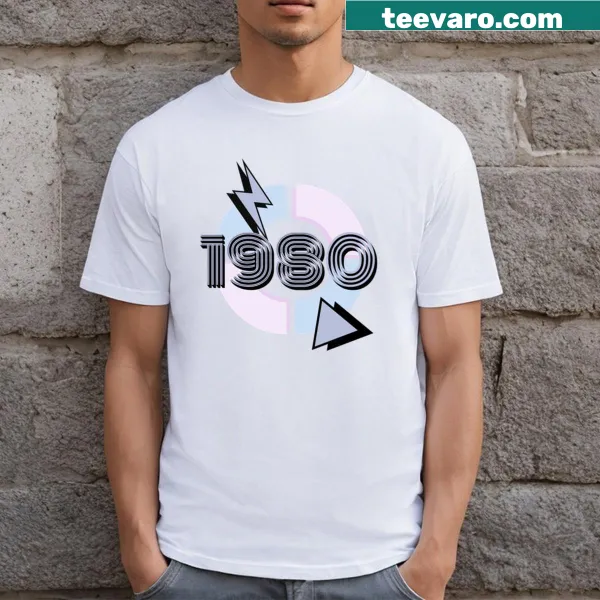 Vintage t-shirt celebrating 1980 with a distressed design.