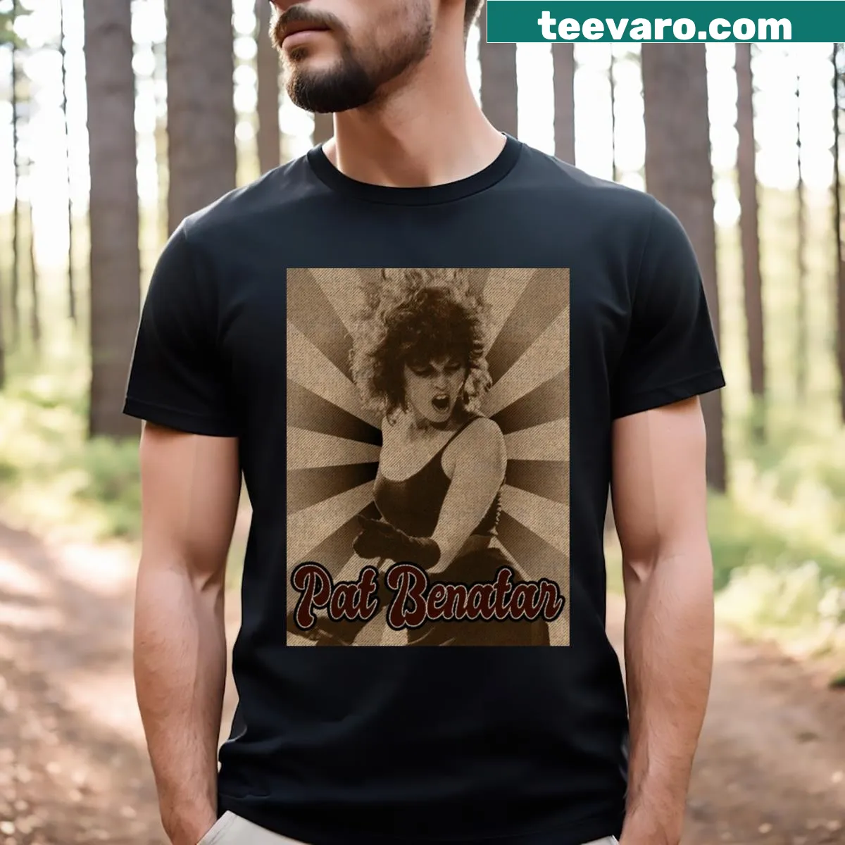 Vintage Pat Benatar t-shirt with distressed design — on a men's t-shirt