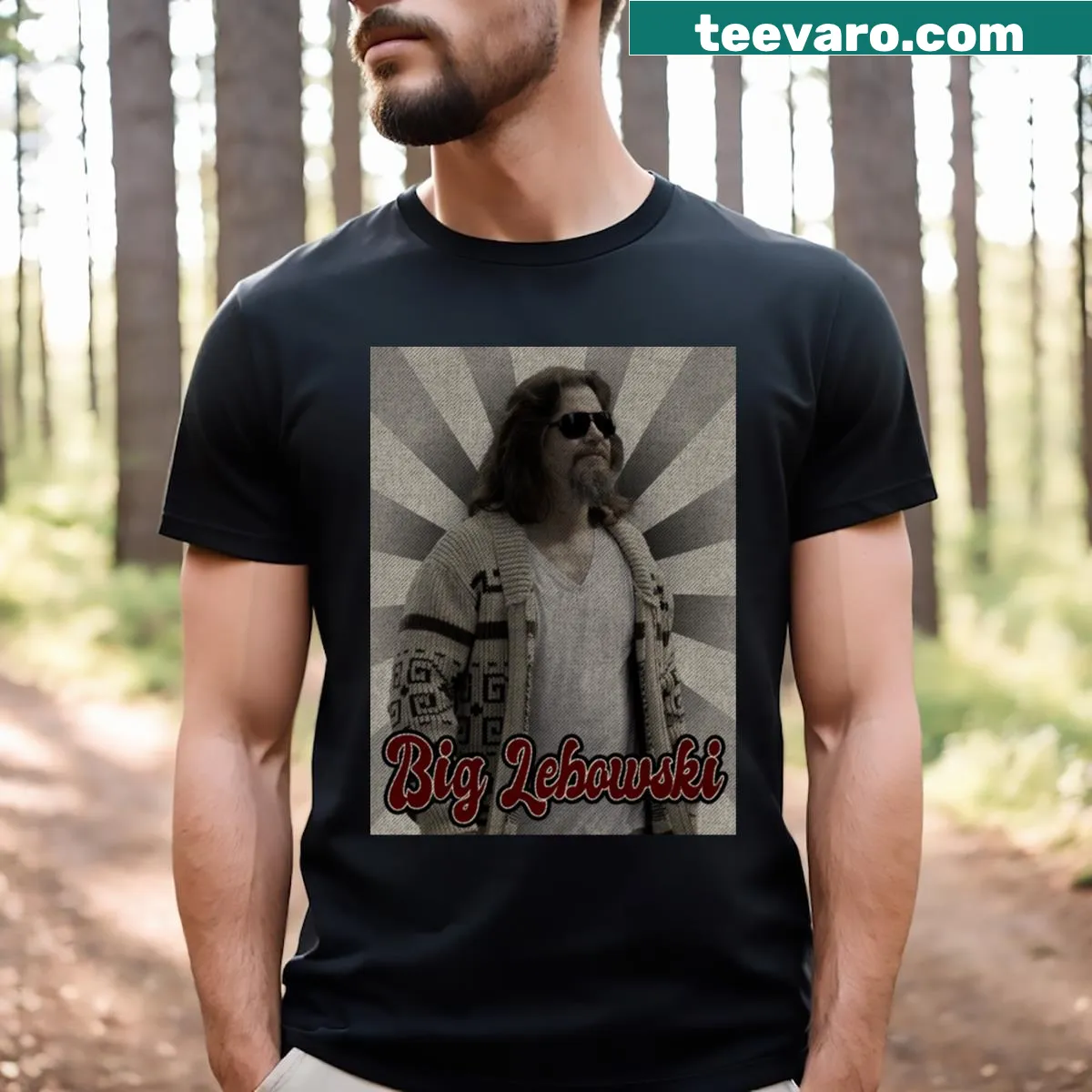 Vintage-style T-shirt inspired by The Big Lebowski film. — on a men's t-shirt