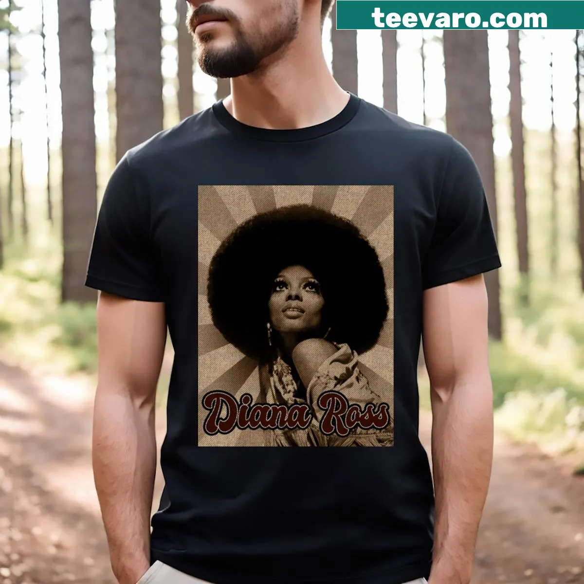 Vintage Diana Ross t-shirt featuring a tribute design. — on a men's t-shirt