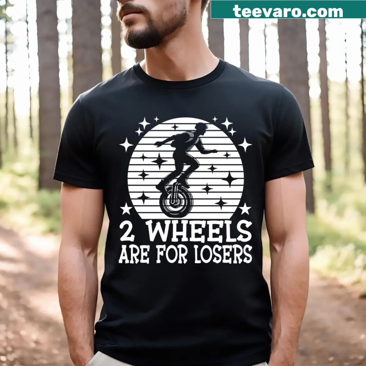 Charming monowheel design on a Vintage Electric Unicycle tee — on a men's t-shirt
