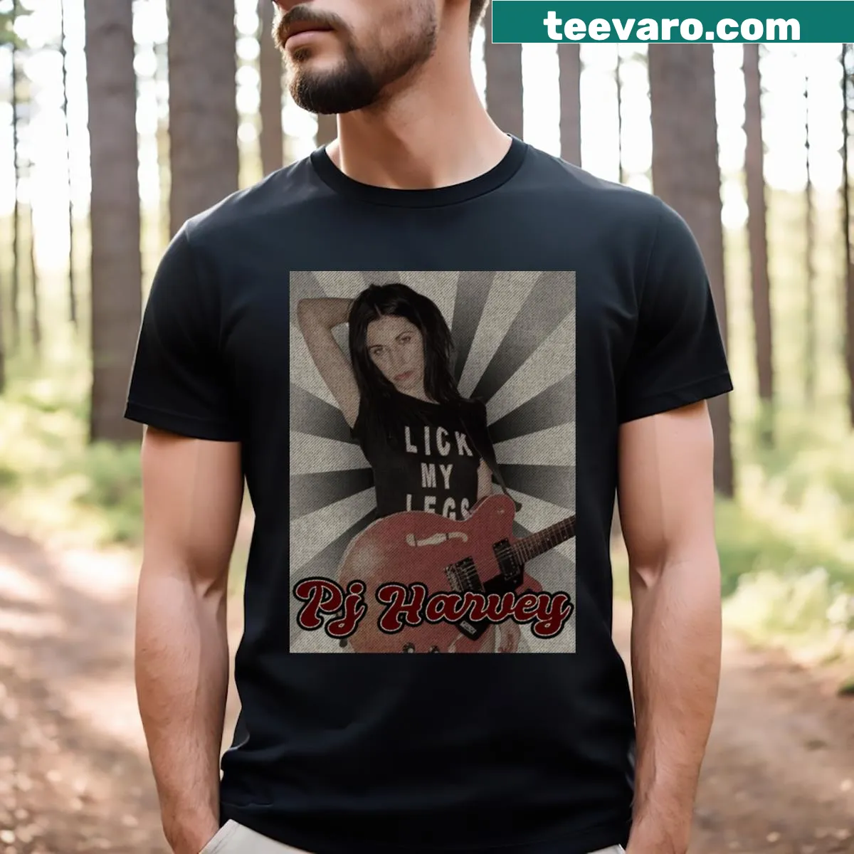 Vintage PJ Harvey t-shirt with retro graphic design — on a men's t-shirt
