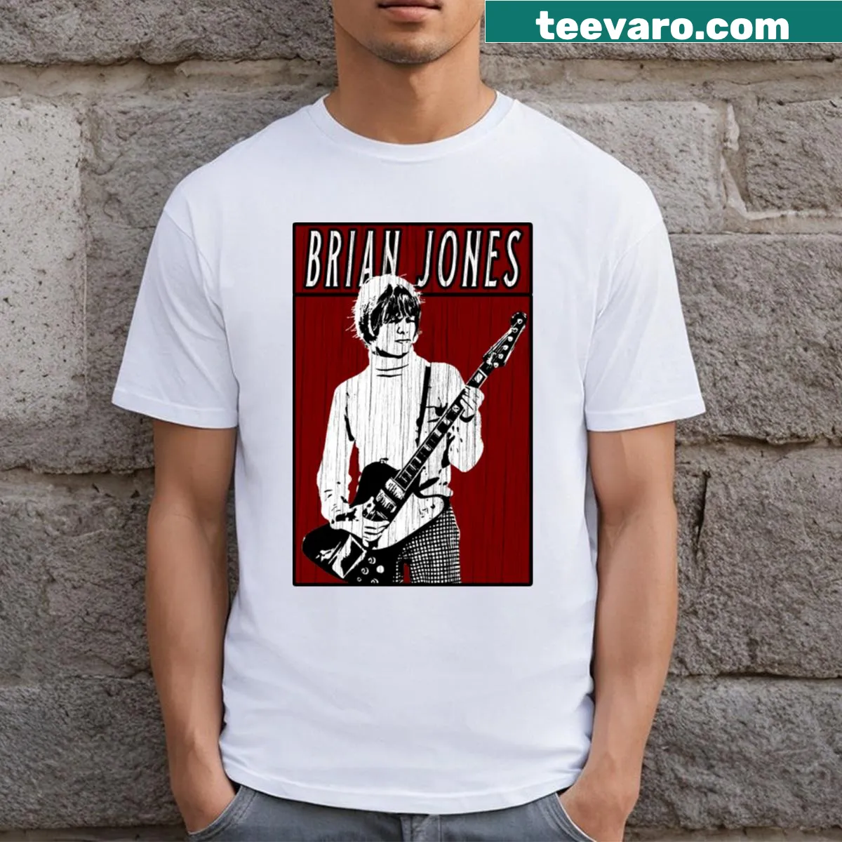 Vintage-style Brian Jones T-shirt with retro graphic — on a men's t-shirt