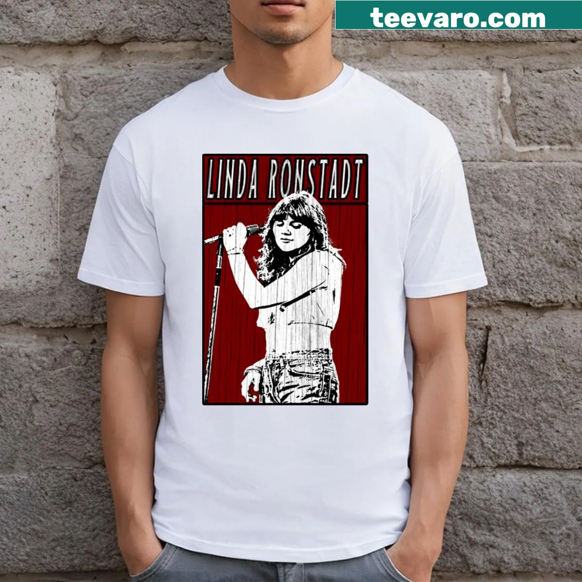 Vintage Linda Ronstadt t-shirt with retro graphic design — on a men's t-shirt