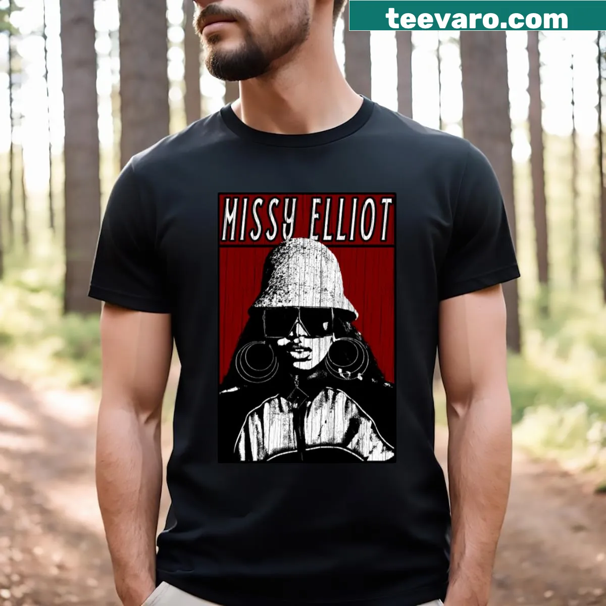 Vintage-style Missy Elliot T-shirt with retro graphic — on a men's t-shirt