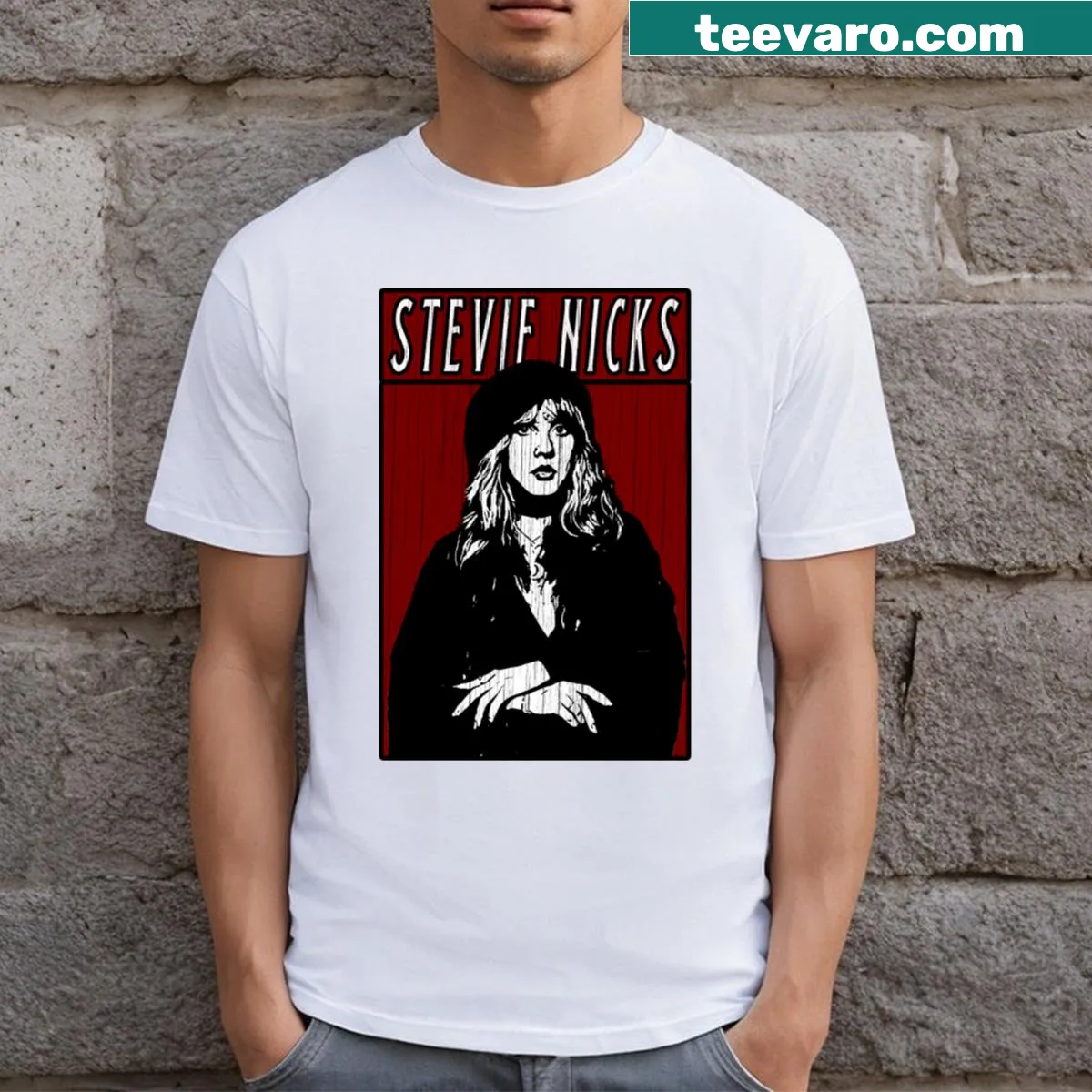 Vintage Stevie Nicks t-shirt with a faded graphic design — on a men's t-shirt