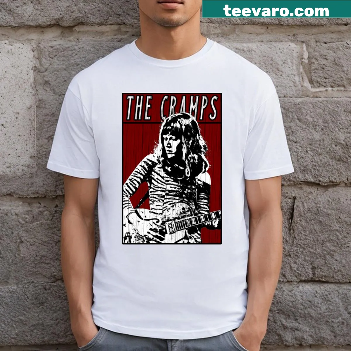 Vintage The Cramps t-shirt with retro graphic design — on a men's t-shirt