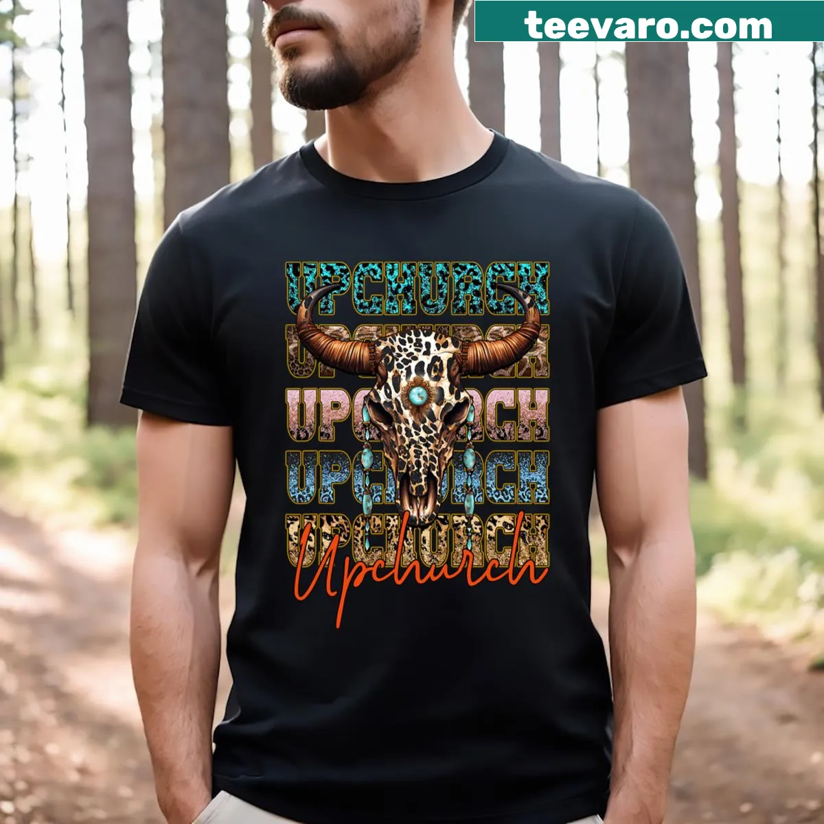 Funny name T-shirt with 'Vintage Upchurch' text design — on a men's t-shirt