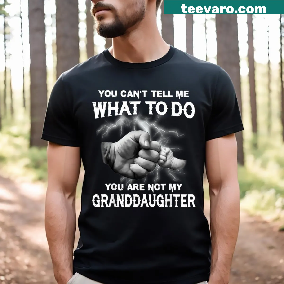 Funny T-shirt with the phrase about granddaughter independence in typography — on a men's t-shirt