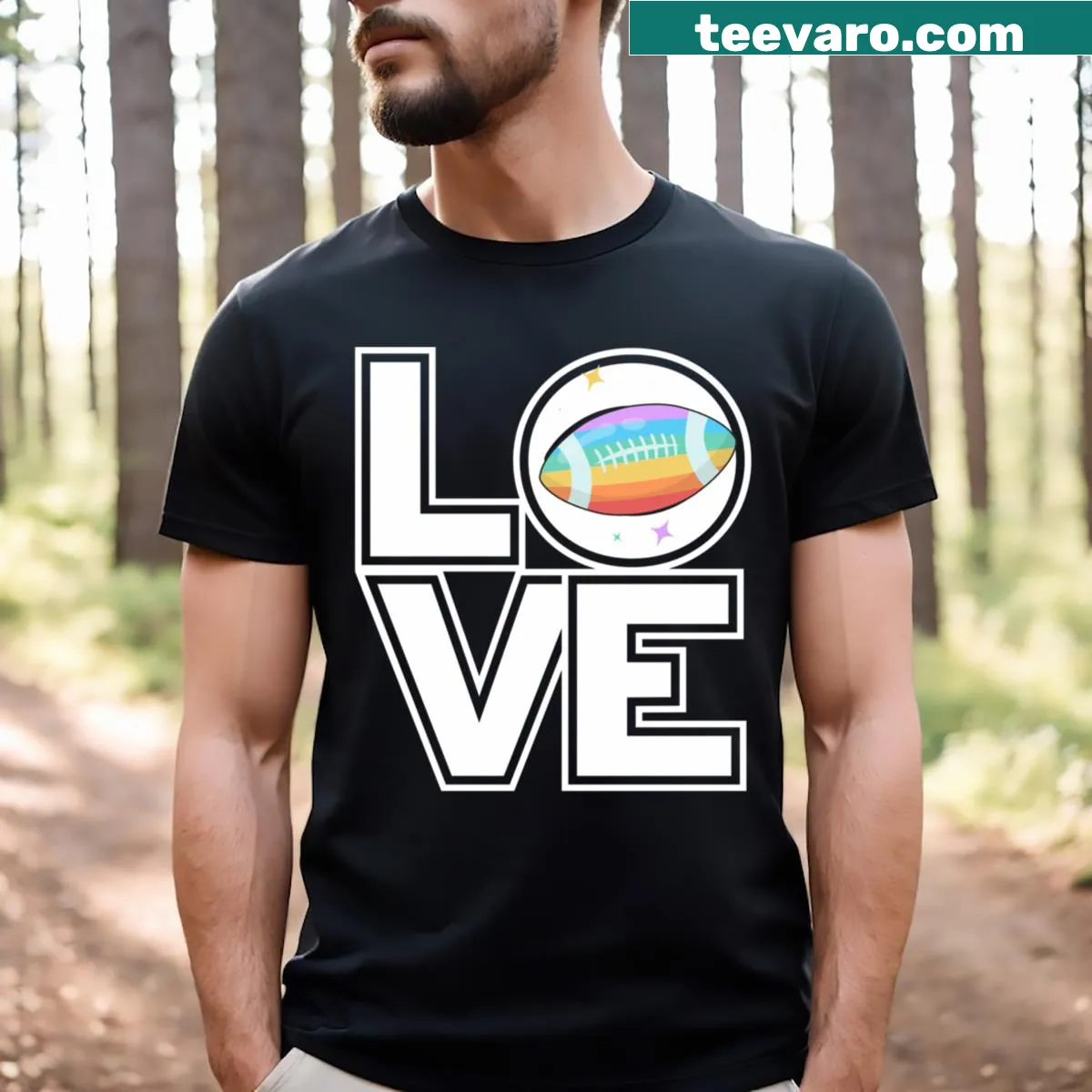 Typography T-shirt with the phrase 'American Football Is Life' — on a men's t-shirt